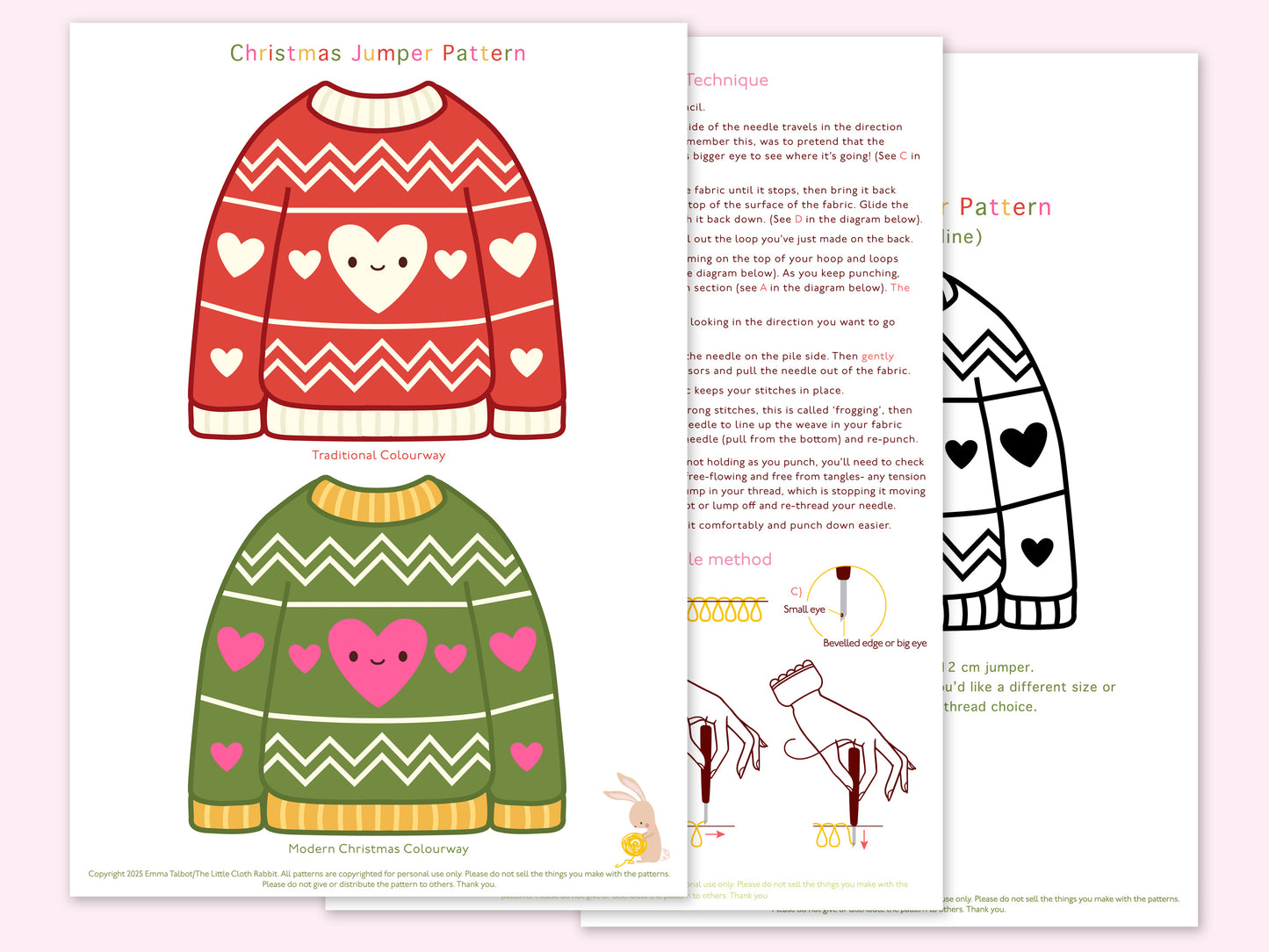 Christmas Jumper PDF Punch Needle Pattern
