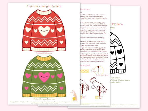 Christmas Jumper PDF Punch Needle Pattern