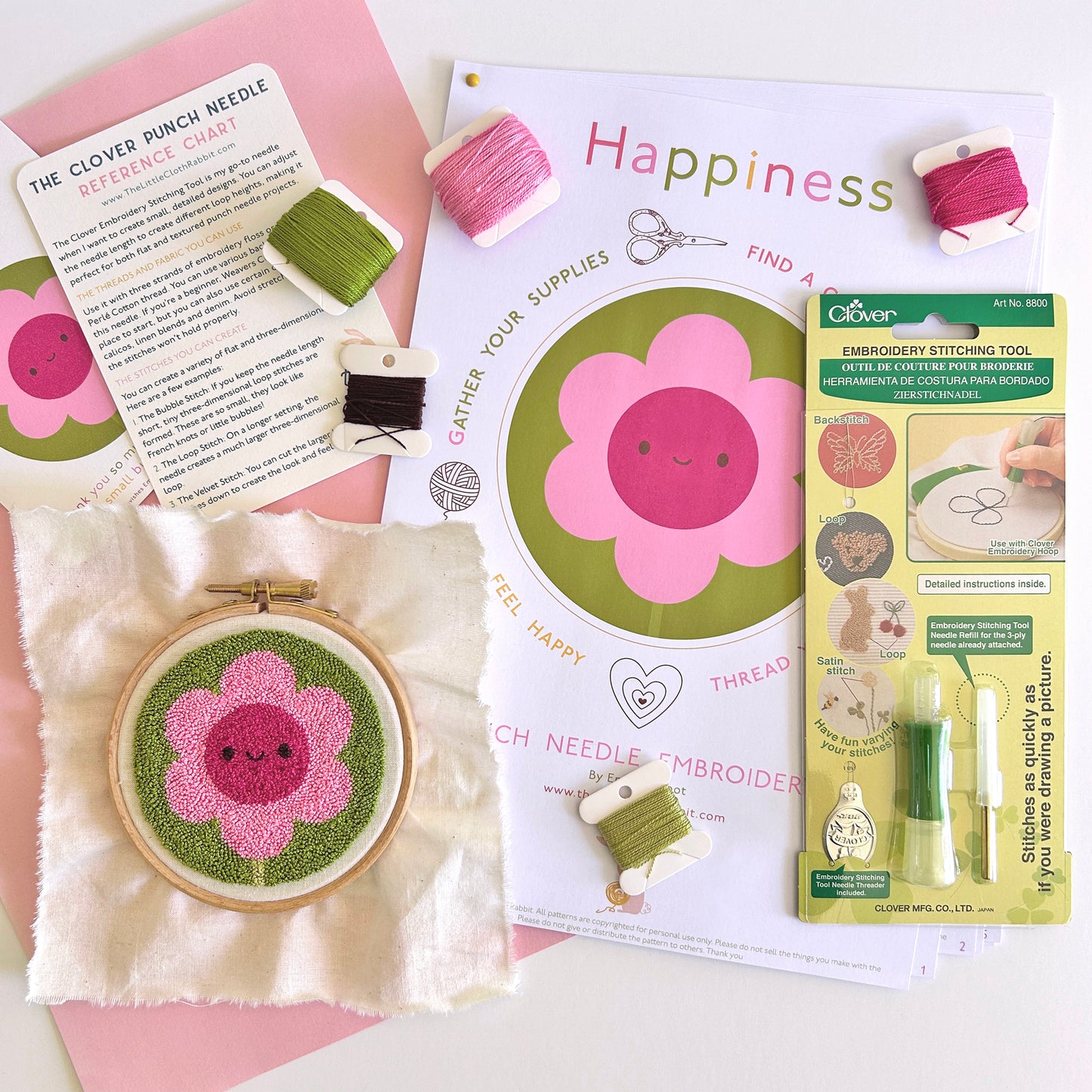 Miniature Punch Needle Flower Kit - The Happiness Design