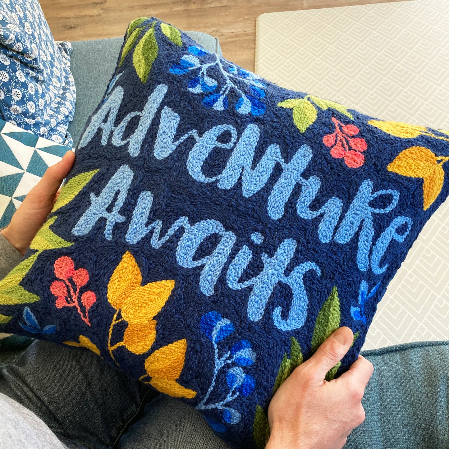 Downloadable 'Adventure Awaits' Punch Needle Cushion Pattern