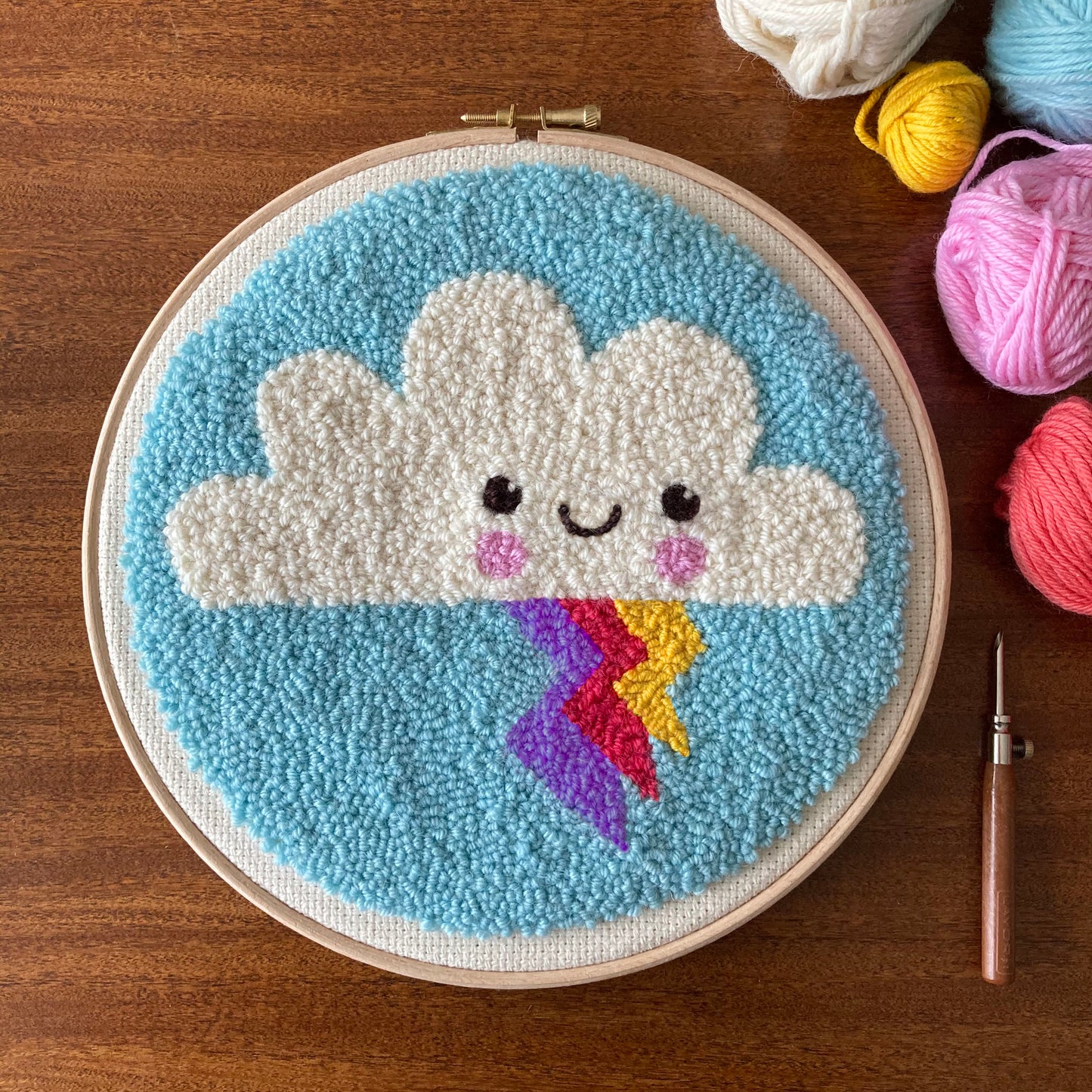 Downloadable Cloud Punch Needle Embroidery Pattern For Beginners To All Levels
