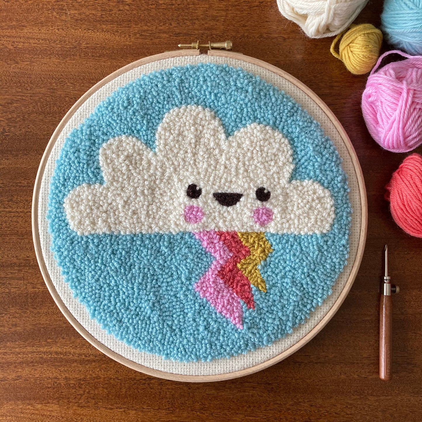 Downloadable Cloud Punch Needle Embroidery Pattern For Beginners To All Levels