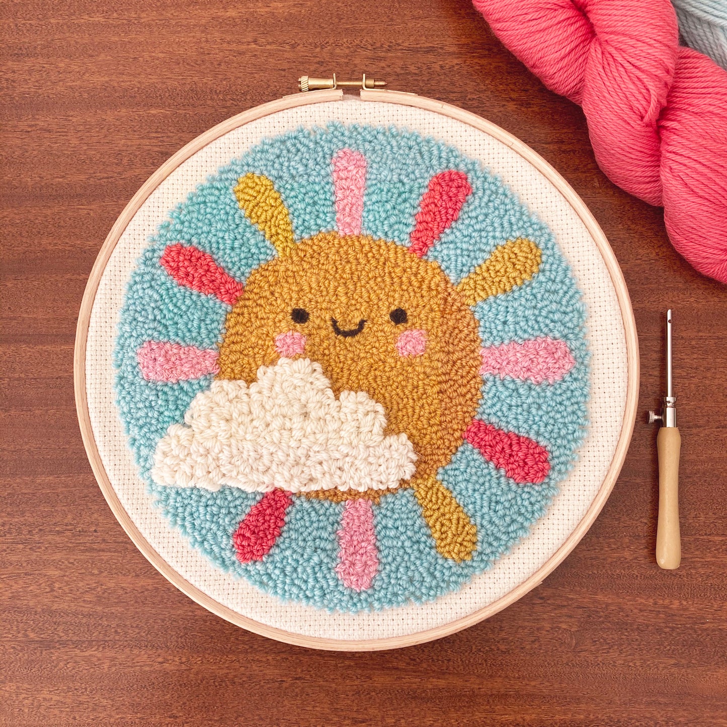Downloadable Sun Punch Needle Embroidery Pattern For Beginners To All Levels