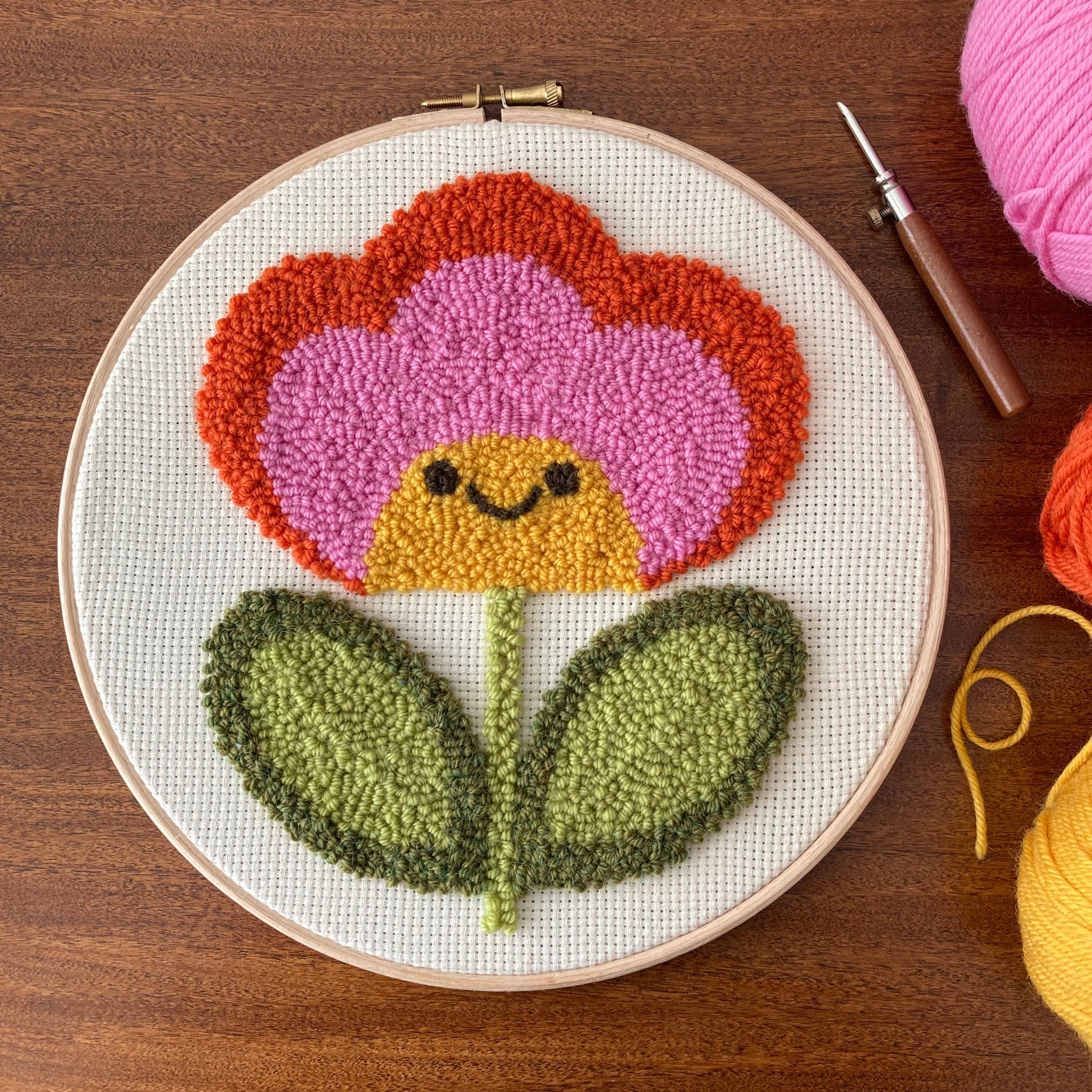 Downloadable Punch Needle Pattern for beginners to all levels 'Just Bloom'