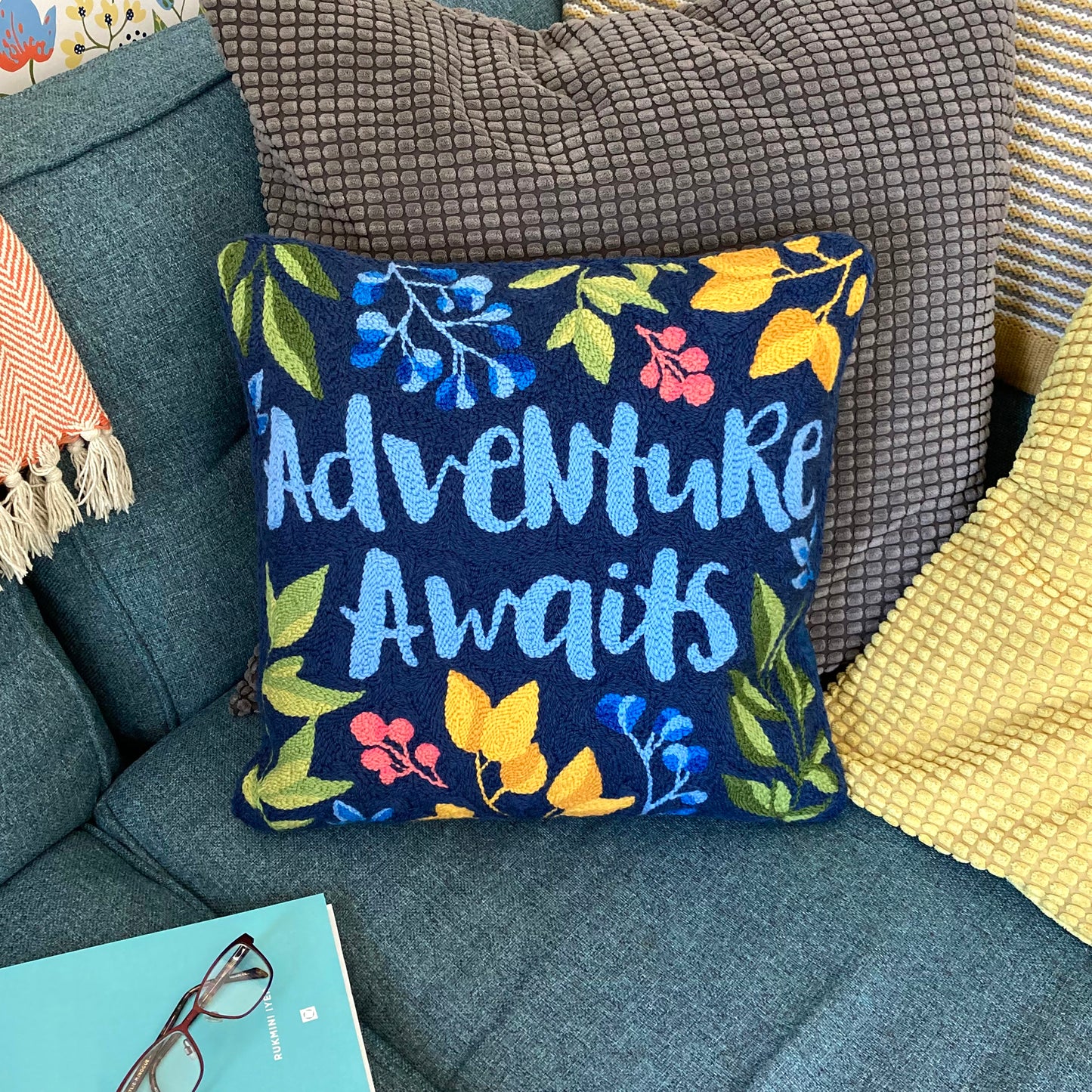 Downloadable 'Adventure Awaits' Punch Needle Cushion Pattern