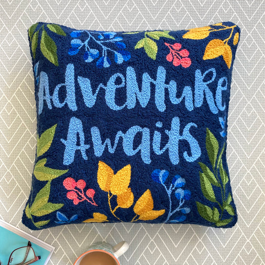 Downloadable 'Adventure Awaits' Punch Needle Cushion Pattern